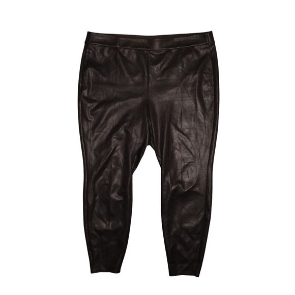 LANE BRYANT $79 Black Faux Crackle Leather‎ Pull-On Ankle Leggings 22 / 24 - Picture 1 of 3